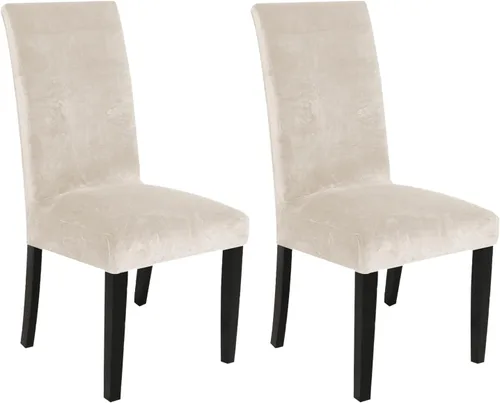 Vista 8 de Stretch Velvet Dining Chair Covers Soft Ultra Thick Seat Protector Removable Washable Slipcover for Bedroom and Dining Room Set of 2 Black (Black 2)