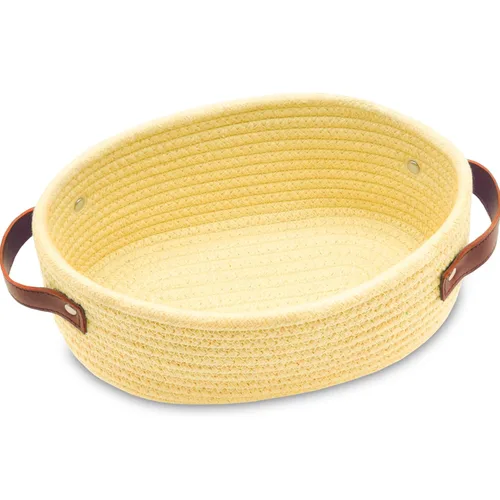 Vista 10 de ABenkle Cesta tejida pequeña, mini cesta de almacenamiento de cuerda de algodón, pequeña canasta de Pascua, cesta de estante, canasta decorativa