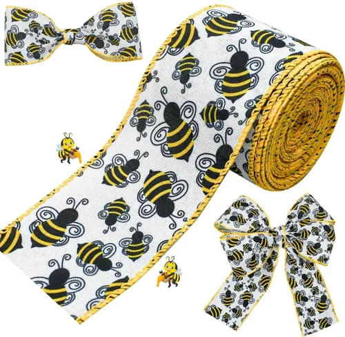 Cinta de arpillera de abejorros de 10 yardas, tela de poliéster con borde de abeja, cintas decorativas para envolver regalos, manualidades,