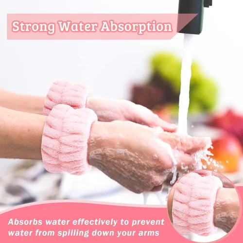 Vista 2 de 9 toallas de muñeca para lavar la cara, bandas absorbentes para lavar la cara, banda de microfibra para spa, banda para el sudor, pulseras