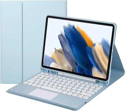 Vista 10 de Funda con teclado táctil para Samsung Galaxy Tab A8 de 10.5 pulgadas modelo 2022 (SM-X200/X205/X207), con soporte para lápices, teclado Bluetooth
