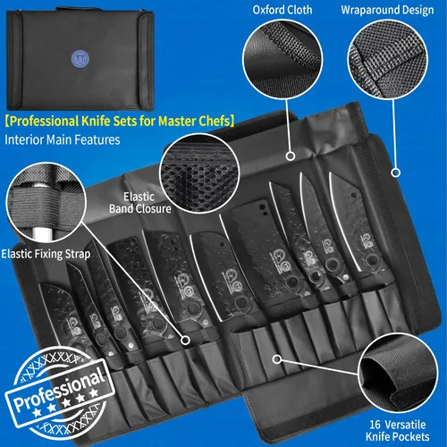 Vista 8 de XYJ Juego de cuchillos de cocina profesional con cuchillas forjadas de acero de alto carbono, cuchillo de chef, cuchilla, cuchillo de tallar