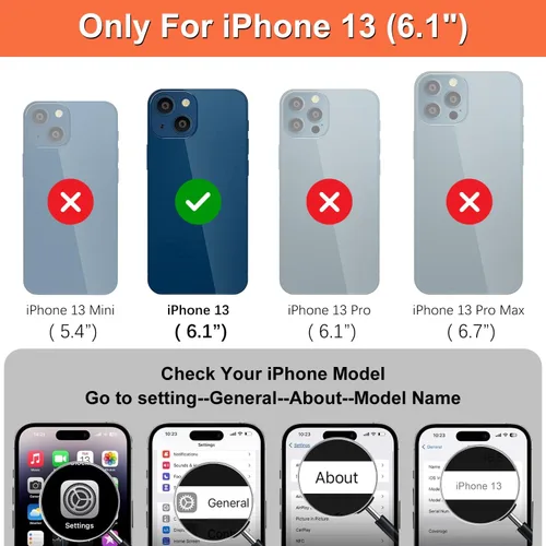 Vista 2 de iCoverCase Compatible con iPhone 13 Funda de Teléfono con Portarjetas, Funda Billetera para Mujeres y Hombres Bloqueo RFID Funda Protectora de Cuero