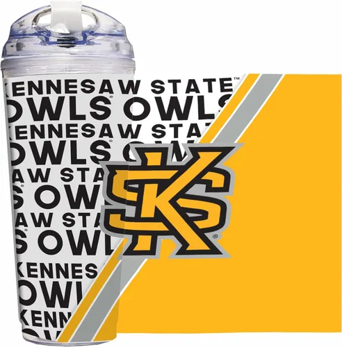 Vista 129 de Rico Industries NCAA - Vaso de acrílico estándar de 24 onzas con tapa con bisagras, vaso de doble pared con licencia oficial y popote