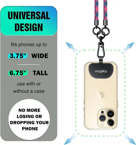Vista 4 de Kaptron Cordón universal para teléfono celular: correa cruzada ajustable para teléfono celular con soporte de silicona para teléfono y correas