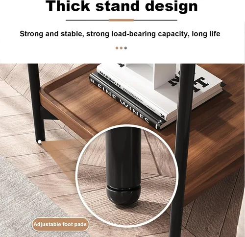 Vista 5 de DELURA 2-Tier Square Coffee Tables with Storage,Coffee Table for Living Room,Center Table Coffee Table for Home,Wood Living Room Table