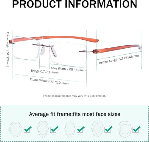 Vista 3 de Eyekepper - Gafas de lectura con lentes pequeños sin marco para hombres y mujeres