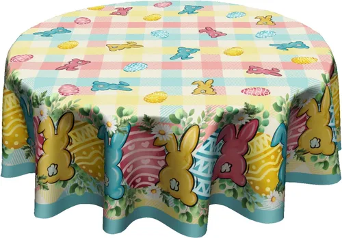 Vista 39 de Giwawa Mantel redondo de bola de Navidad de 60 pulgadas, impermeable, cubierta de mesa para el hogar, restaurante, cocina, picnic, decoración