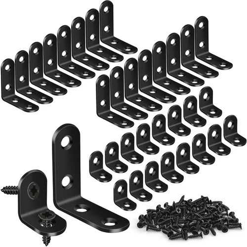 Vista 11 de 32 PCS Soportes en L, Soportes en L de Servicio Pesado para Estantes de Madera, con 100* Tornillos, Soporte de Ángulo de Esquina de Acero Inoxidable