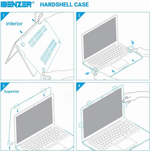 Vista 10 de IBENZER Funda rígida compatible con MacBook Air de 13 pulgadas 2022 2021 2020 M1 A2337 A2179 A1932, carcasa rígida para Mac Air 13 con Touch ID