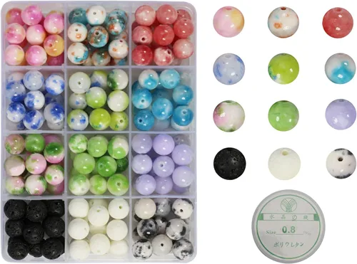 Vista 10 de Cuentas de piedras preciosas naturales de jade persa de 0.315 pulgadas, cuentas sueltas y redondas de cristal para collares, pulseras y fabricación