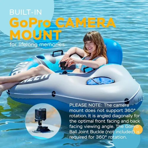 Vista 3 de Sunlite Sports New and Upgraded Inflatable River Tube - Heavy Duty Water Float for Lake, River, Pool, Premium Floating Raft with Cup Holders