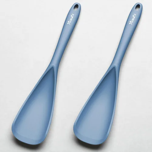 Vista 9 de Cuchara de espátula de silicona, excelente tanto para cocinar como para servir, duradera, libre de BPA, silicona negra mate, diseño sin costuras