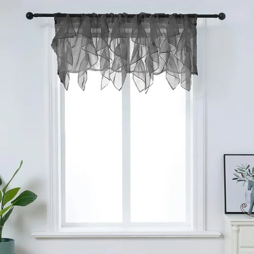 PearAge Cenefa de Cortina de Gasa Semitransparente con Volantes, Cenefa de Cortina con Volantes Shabby Chic para Cocina y Sala de Estar, Cenefa de