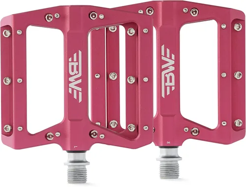 Vista 5 de Berm Platform Bike Pedales - Pedales planos de aluminio ligero para MTB y BMX Rosado