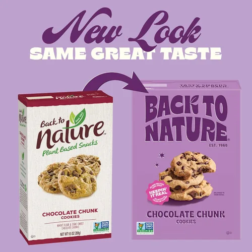 Vista 6 de Back to Nature Galletas de trozos de chocolate, a base de plantas, sin OMG, hechas con harina de trigo, Snack Happy, caja de 7.5 onzas