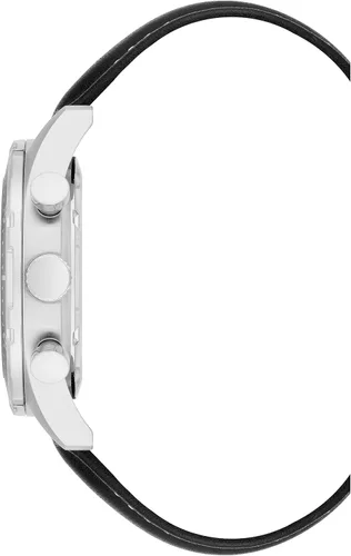 Vista 2 de Armitron Reloj analógico cronógrafo con correa de cuero para hombre, Negrotono plateado, Japonés