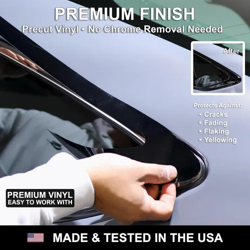 Vista 4 de BOGAR TECH DESIGNS Superposiciones delanteras cromadas compatibles con Volvo XC40 2019-2023, negro brillante