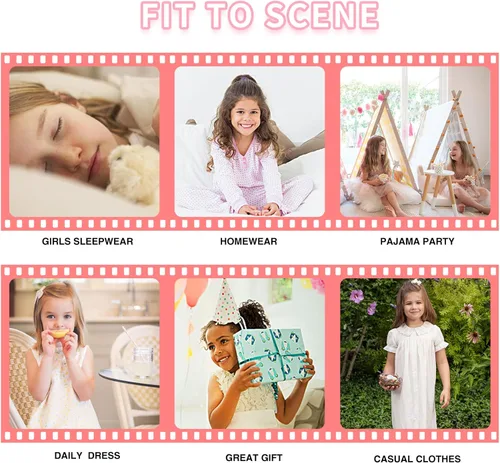 Vista 4 de BANGSAUR Vestido para niña, paquete de 2 camisetas de algodón suave, 3-10 años