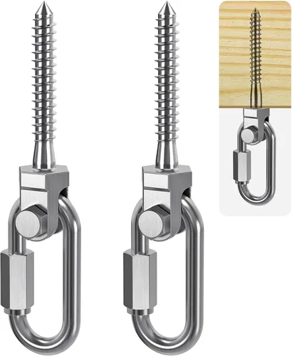 Vista 8 de SELEWARE Juego de 2 ganchos de columpio resistentes con capacidad de 1800 libras, pernos de columpio M10 x 9.3 pulgadas, ganchos de columpio
