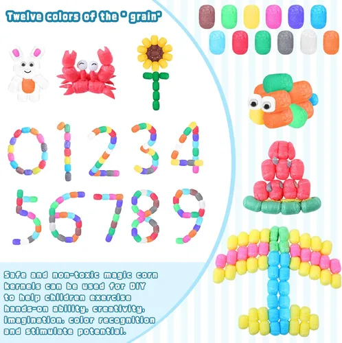 Vista 2 de Junkin Kit de 1000 piezas de fideos mágicos de espuma, manualidades, maíz, súper manualidades, bloques de construcción a granel, modelo, juguetes