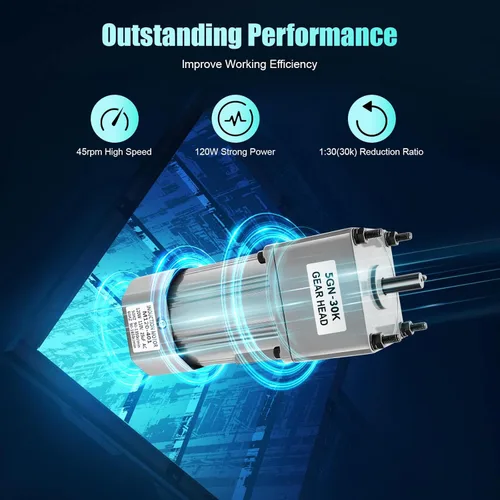 Vista 5 de Motor de alto par de CA, motor eléctrico monofásico reversible de 110 V 120 W con controlador ajustable de velocidad variable motor engranado por