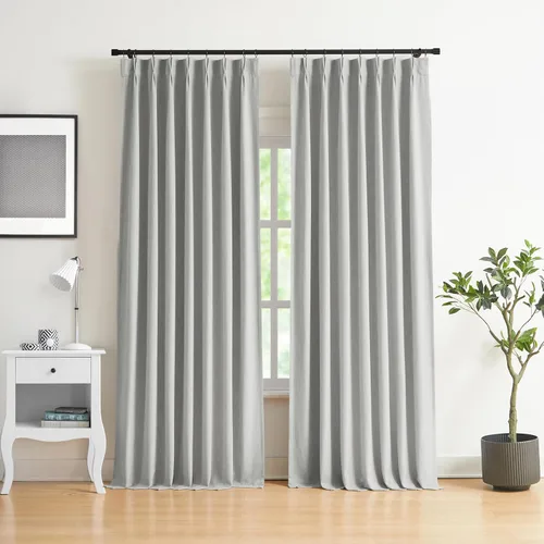 Vista 30 de WEST LAKE Cortinas Completamente Opacas Bailey con Pliegues Pinzados de 63 Pulgadas Azul Polvoriento con Forros, Cortinas Texturizadas Modernas