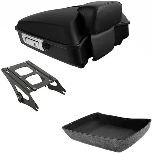 Vista 26 de TCMT Negro mate 10.7 "almohadilla del respaldo del maletero para Harley Tour Pak Touring Glide 14-25
