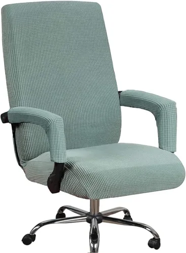 Vista 11 de Shukii Funda elástica para silla de oficina, funda elástica para silla de respaldo alto para computadora con 2 fundas para brazos, funda universal