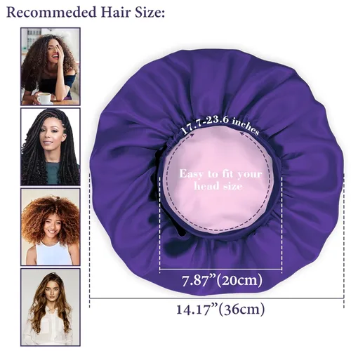 Vista 4 de ViviDreamore Gorro de satén de seda para dormir, gorro de seda para dormir, gorro de seda para mujer, gorro de pelo rizado natural para hombres