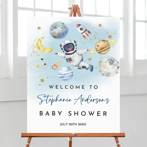 Vista 25 de Letrero de bienvenida para baby shower de aventura espera, cartel de viaje para baby shower