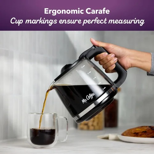 Vista 3 de Mr. Coffee Jarra de Repuesto de 12 Tazas – Compatible con Máquinas Mr. Coffee de 12 Tazas, Jarra de Vidrio con Asa Negra