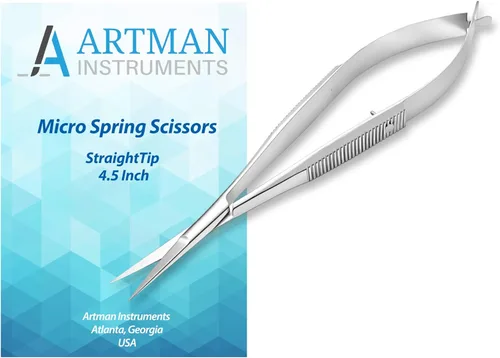 Vista 10 de ARTMAN INSTRUMENTS Micro Tijeras curvadas de 4.5 pulgadas – Tijeras de precisión de acción de resorte para bordado, costura, manualidades, corte