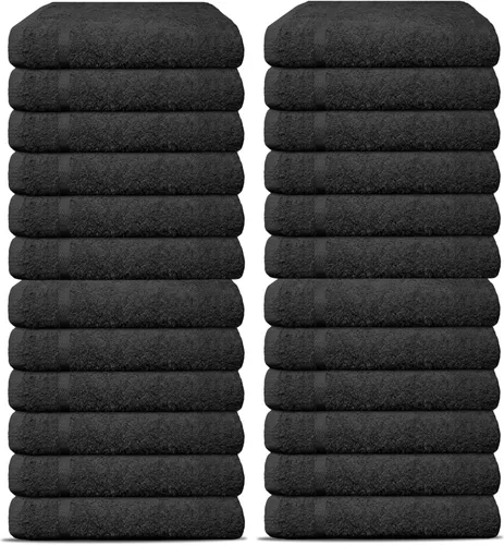 Vista 23 de Paquete de 12 toallas de salón de lujo, 100% algodón hilado en anillo, cómodas, no decoloradas, altamente absorbentes, (25 x 15), toalla