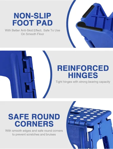 Vista 23 de Dyforce Taburete plegable de 9 pulgadas, taburete para niños, taburetes resistentes para adultos, taburetes de pie compactos, taburetes ligeros