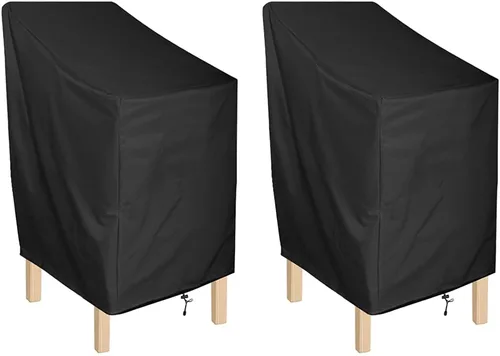 ANMINY Fundas impermeables para sillas de patio, resistentes a los rayos UV, resistentes al viento, para taburetes de bar al aire libre, apilables,