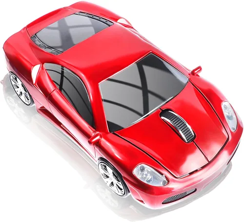 Vista 7 de elec Space Ratón inalámbrico de 2.4 GHz con forma de coche deportivo fresco Ratón inalámbrico óptico inalámbrico con receptor USB para PC portátil
