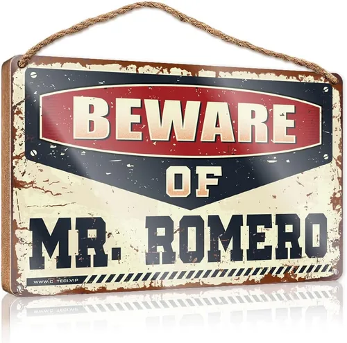 Home Hanging Sign Beware of Mr. Romero Wooden Sign Funny Home Decor for Door Camper Decor (Size : 15X28CM)