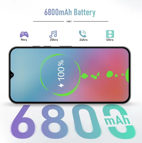 Vista 3 de Teléfono celular desbloqueado A14 Pro Max Smartphone 6GB+256GB Teléfono Android 13MP+50MP Cámara 6.8 pulgadas Pantalla HD Teléfono móvil 5G Dual SIM