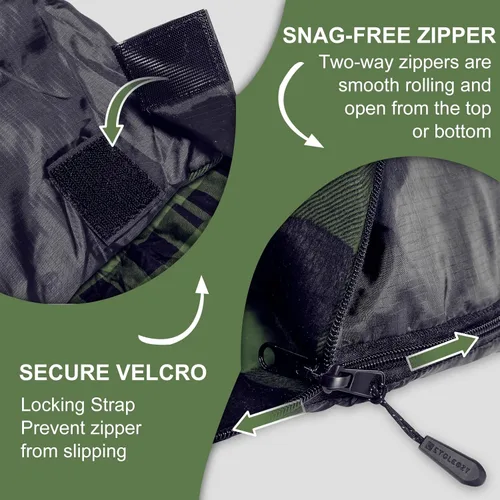 Vista 4 de XL Queen Size 2 Person Double Sleeping Bag for Adults, Lightweight Compact with Flannel Liner & Thermolock Draft Tube, Machine Washable All Season