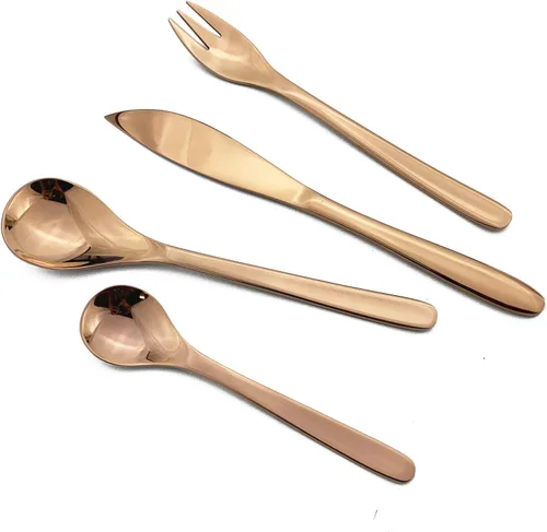 Vista 10 de JASHII Cubertería de acero inoxidable de estilo japonés para 6, utensilios de diseño moderno y elegante, cubiertos incluyendo cuchillo de 24 piezas