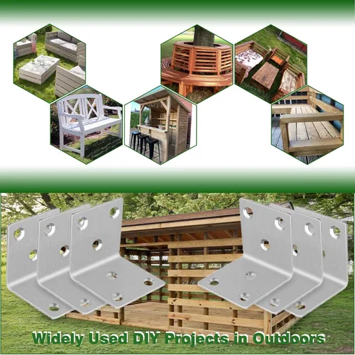 Vista 7 de 40 soportes angulares de metal de 1.5 pulgadas, soporte de ángulo resistente de acero inoxidable 304 con ranura, soportes de 90° L para madera