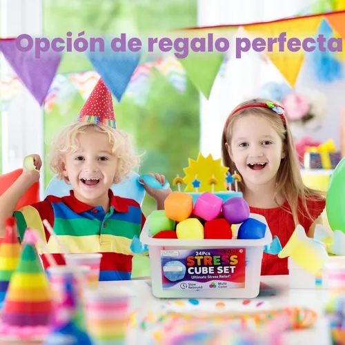 Vista 7 de Mini cubos Squishy Fidget Toys Squeeze Toys - Paquete de 24 cubos de estrés - Mini bolas sensoriales a granel de cubitos de hielo para niños