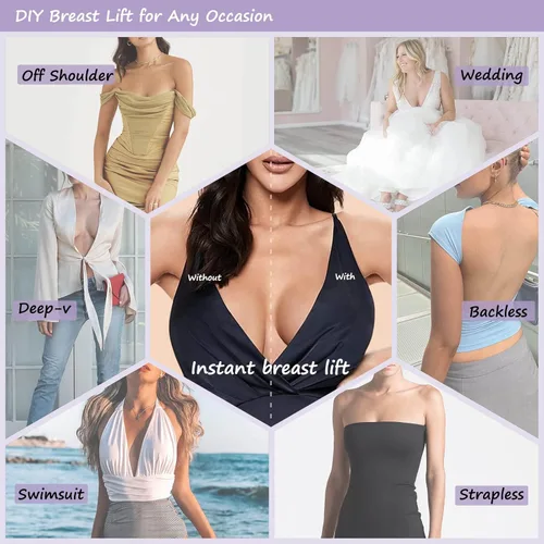 Vista 6 de UbodyOasis Juego de cinta de pecho Cinta de levantamiento instantáneo para levantamiento de senos de tamaño grande y buenas líneas