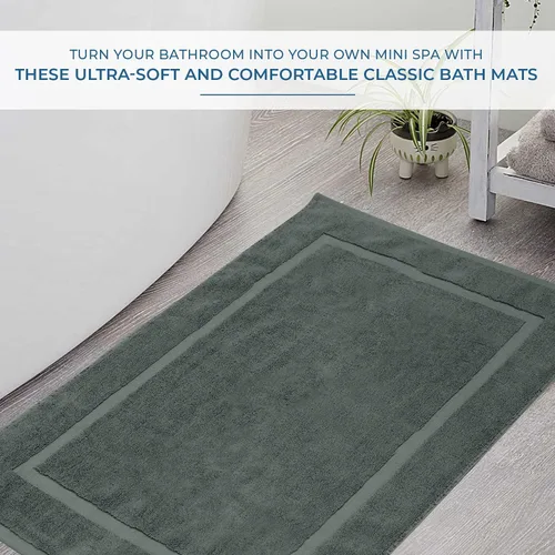 Vista 5 de DAN RIVER Juego de 2 tapetes de baño de algodón gris de 21 x 34 pulgadas, no es una alfombra de baño, toalla de baño 100% algodón hilado en anillo