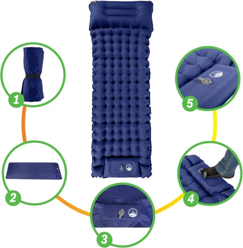 Vista 4 de Wakeman Outdoors - Colchoneta inflable con bomba de pie incorporada - Colchón impermeable para campamento - Equipo de campamento imprescindible por