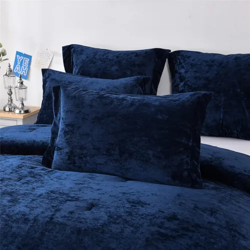 Vista 3 de Sunshine Nicole Juego de edredón de terciopelo envejecido, cara de terciopelo envejecido y reverso de microfibra sólida cepillada, con relleno
