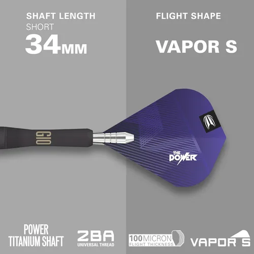 Vista 4 de Target Juego de dardos Phil Taylor Power 9-Five Gen 10 18G 95% tungsteno punta suave