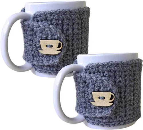 Vista 10 de Taza acogedora con taza de madera y botón de platillo (rojo y avena)