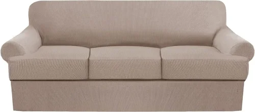 Vista 24 de Fundas para sofá de 3 piezas con cojines en forma de T, funda gruesa para sofá, protector de muebles, fundas elásticas para sofá con cojines